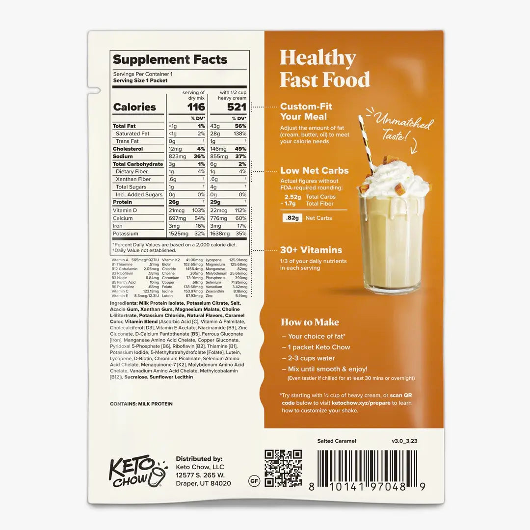 Keto Chow Salted Caramel - Ultra Low Carb Meal Shakes