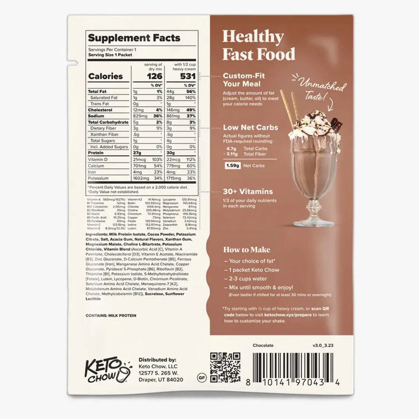 Keto Chow Chocolate - Ultra Low Carb Meal Shakes