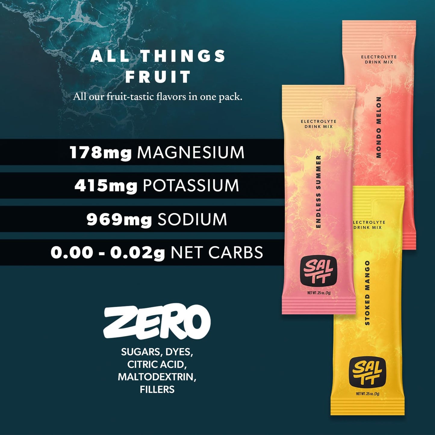 SALTT Fruit Variety 30 Pack - Electrolyte Powder Drink Mix