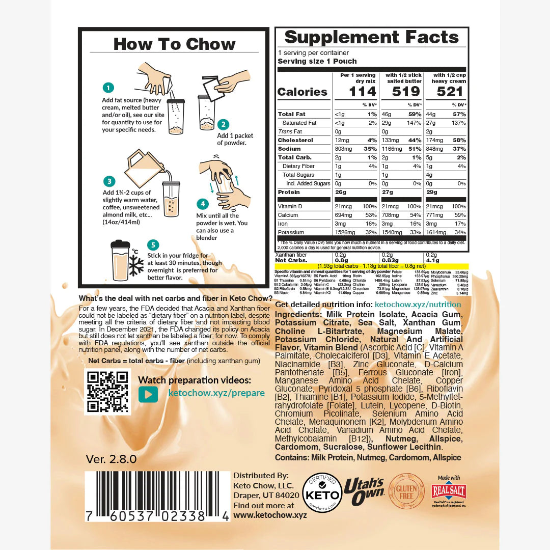 Keto Chow Chai Latte - Ultra Low Carb Meal Shakes
