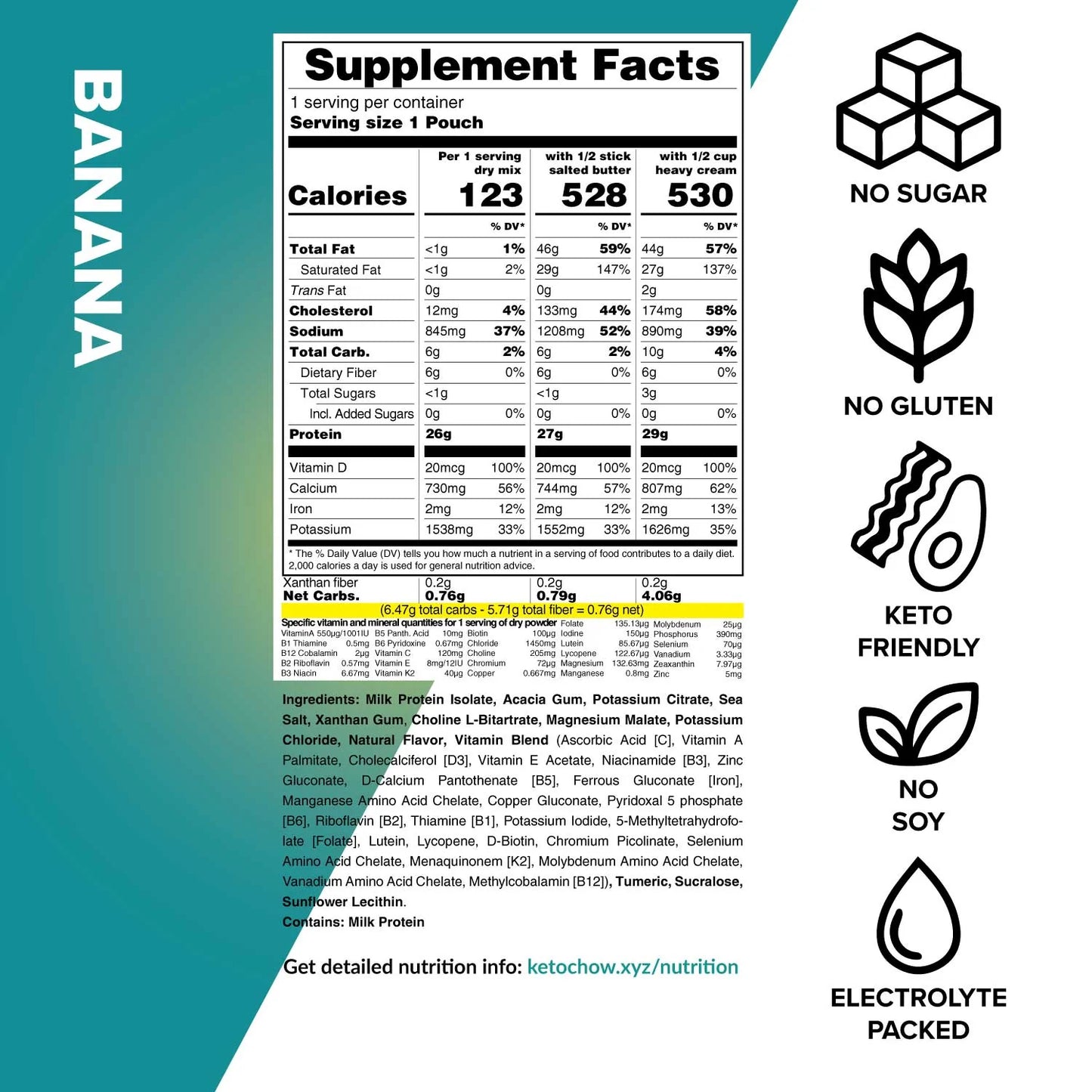 Keto Chow Banana - Ultra Low Carb Meal Shakes
