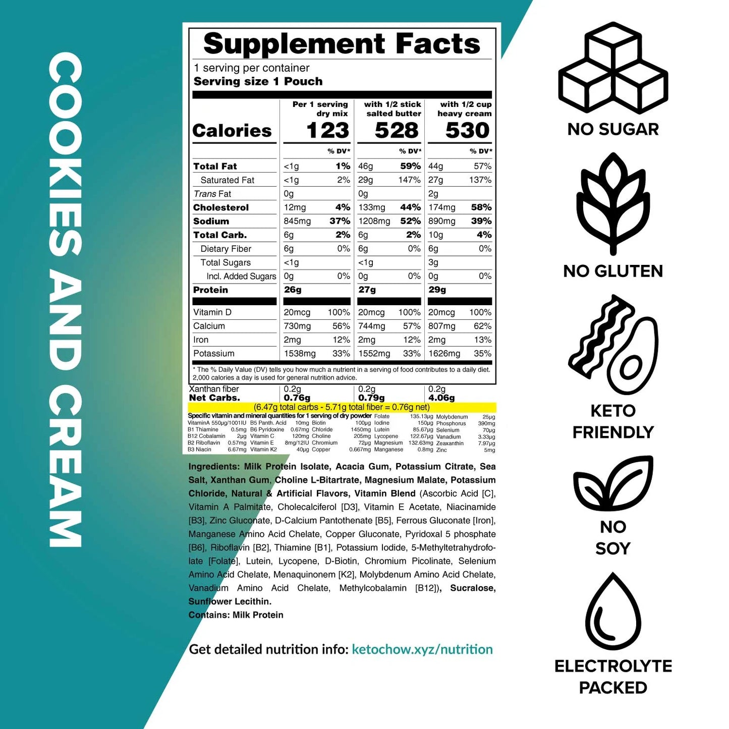 Keto Chow Cookies and Cream - Ultra Low Carb Meal Shakes