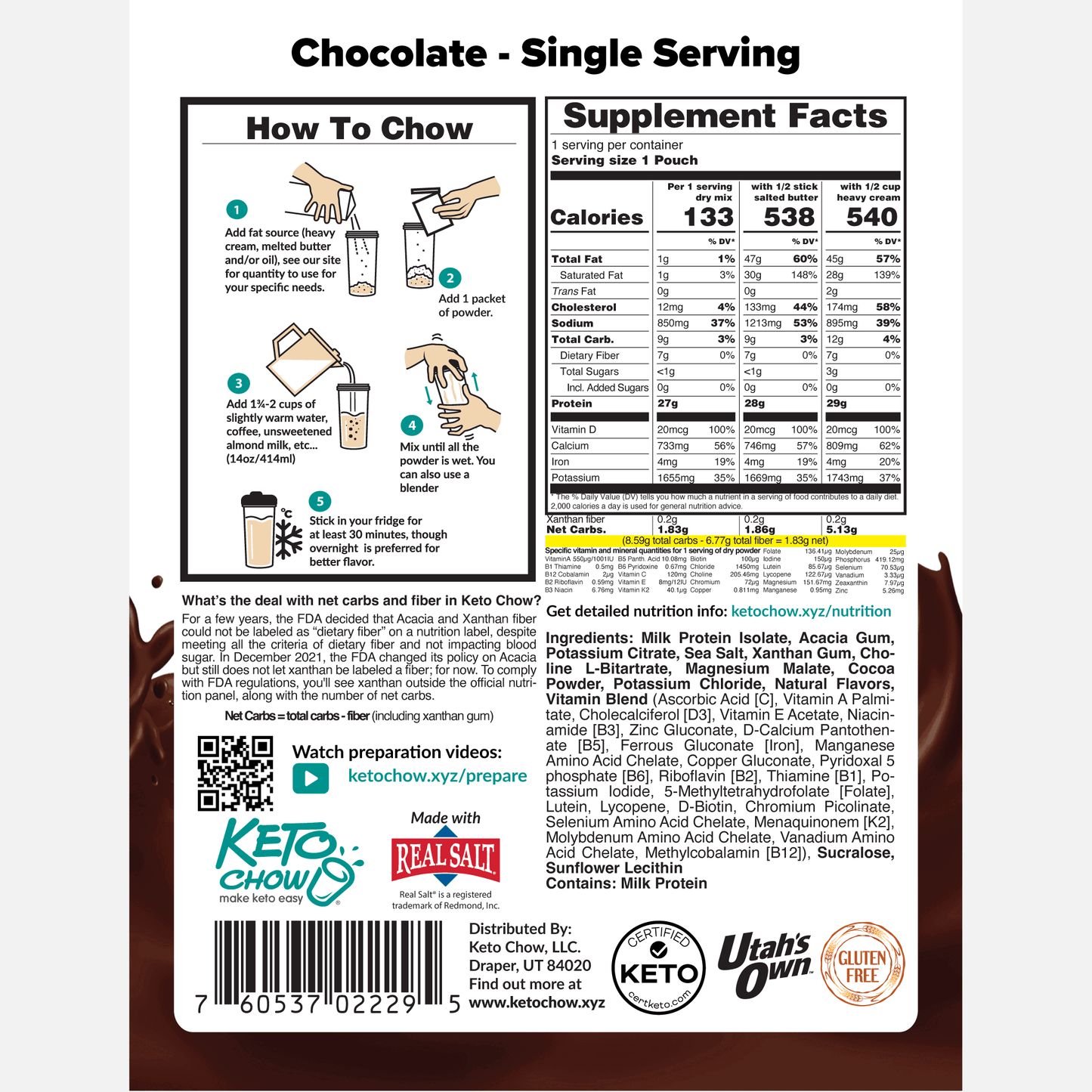 Keto Chow Chocolate - Ultra Low Carb Meal Shakes