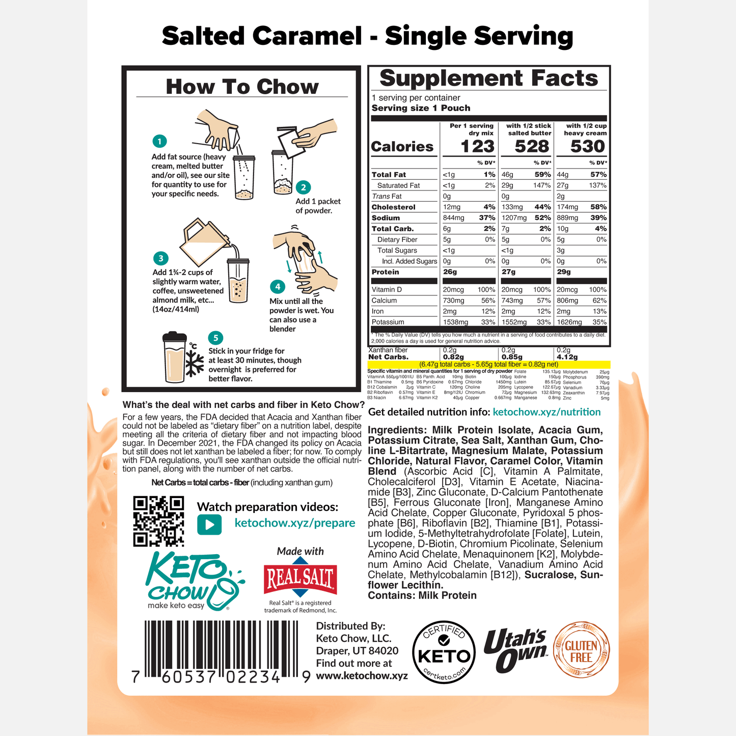 Keto Chow Salted Caramel - Ultra Low Carb Meal Shakes (Clearance Offer)
