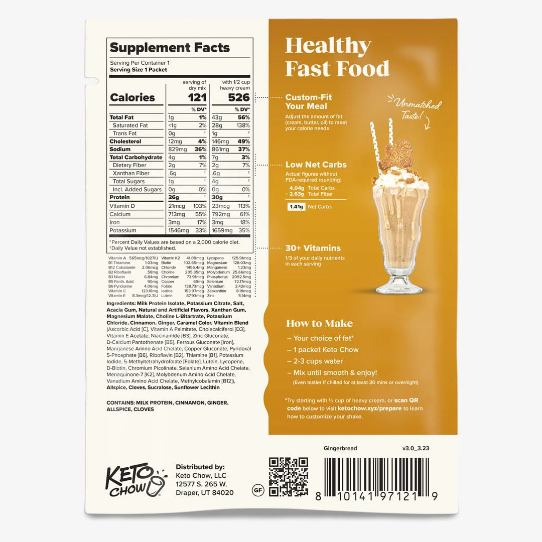 Keto Chow Gingerbread - Ultra Low Carb Meal Shakes