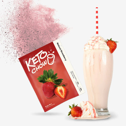 Keto Chow Natural Strawberry (Monk Fruit) - Ultra Low Carb Meal Shakes
