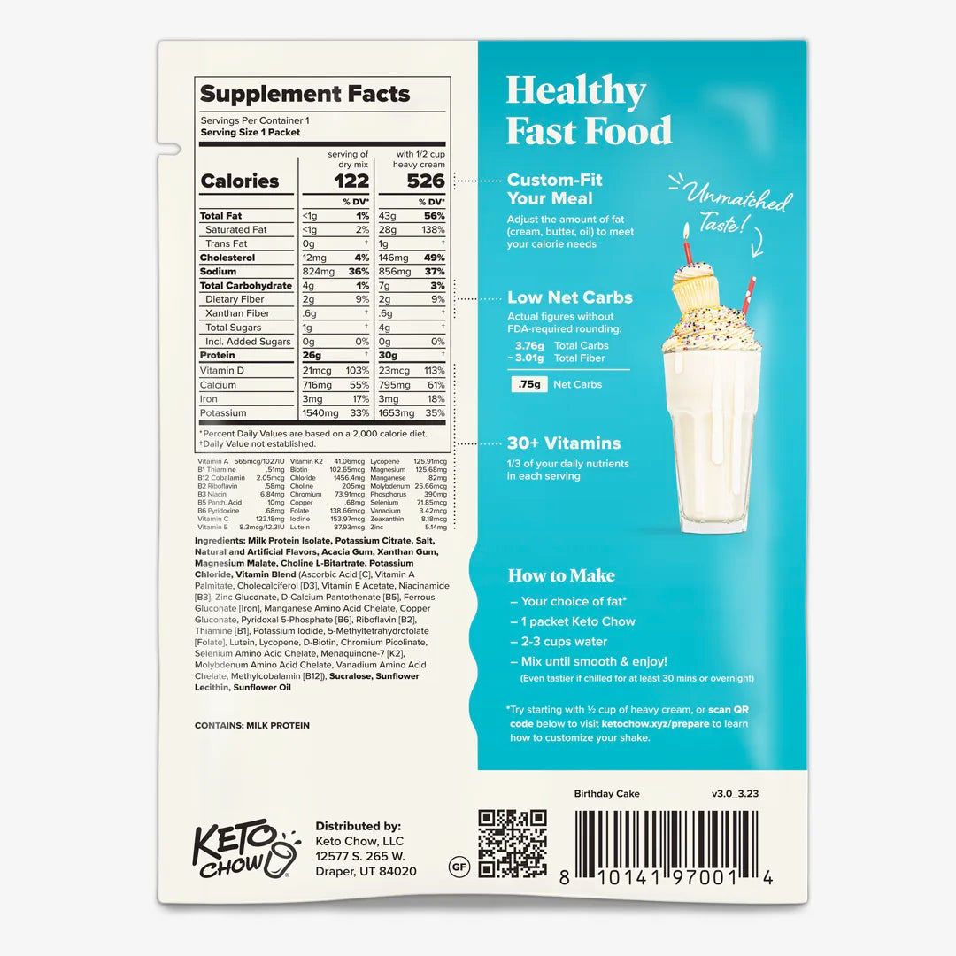 Keto Chow Birthday Cake - Ultra Low Carb Meal Shakes