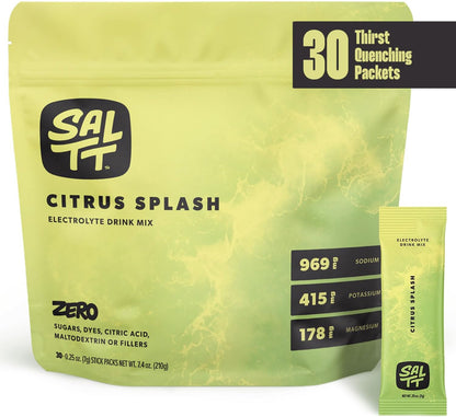 SALTT Citrus Splash - Electrolyte Powder Drink Mix - 30 Pack and Single Stick Options