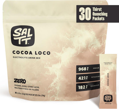 SALTT Cocoa Loco - Electrolyte Powder Drink Mix - 30 Pack and Single Stick Options