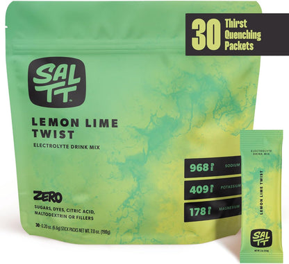 SALTT Lemon Lime Twist - Electrolyte Powder Drink Mix - 30 Pack and Single Stick Options