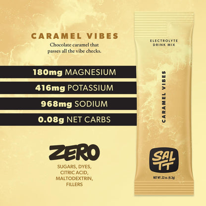 SALTT Caramel Vibes - Electrolyte Powder Drink Mix - 30 Pack and Single Stick Options