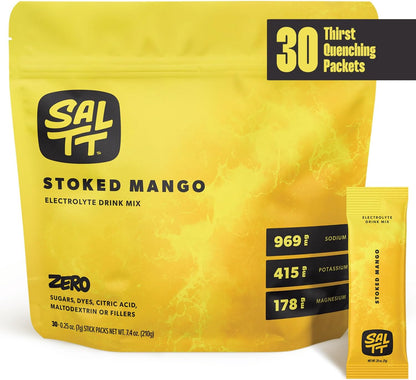 SALTT Stoked Mango - Electrolyte Powder Drink Mix - 30 Pack and Single Stick Options