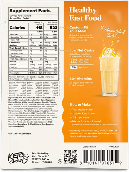 Keto Chow Orange Cream - Ultra Low Carb Meal Shakes