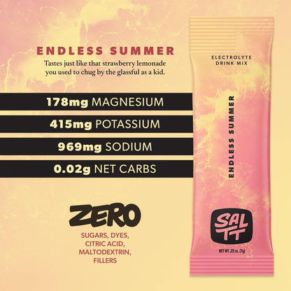 SALTT Endless Summer - Electrolyte Powder Drink Mix - 30 Pack and Single Stick Options