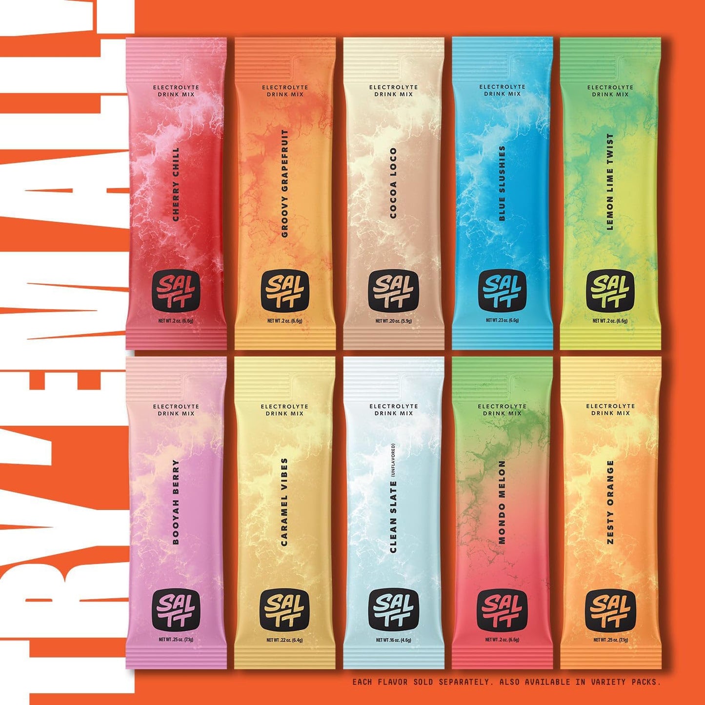 SALTT Red White and Bam - Electrolyte Powder Drink Mix - 30 Pack and Single Stick Options