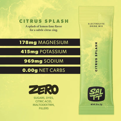 SALTT Citrus Splash - Electrolyte Powder Drink Mix - 30 Pack and Single Stick Options