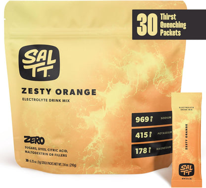 SALTT Zesty Orange - Electrolyte Powder Drink Mix - 30 Pack and Single Stick Options
