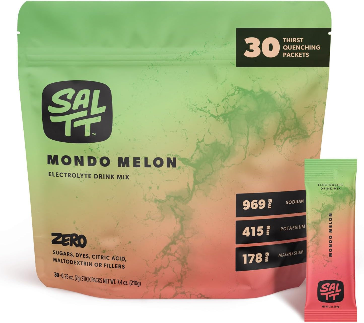 SALTT Mondo Melon - Electrolyte Powder Drink Mix - 30 Pack and Single Stick Options