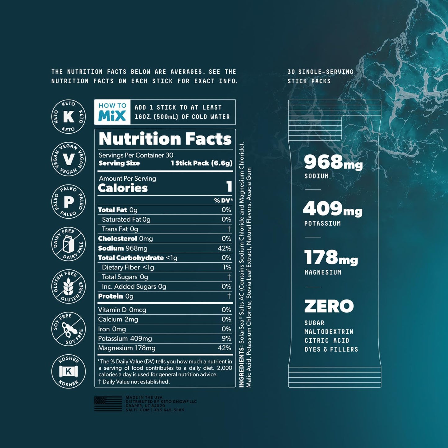 SALTT New Ultra Variety 15 and 30 Pack Options - Electrolyte Powder Drink Mix