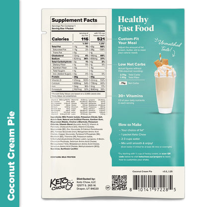 Keto Chow Coconut Cream Pie - Ultra Low Carb Meal Shake