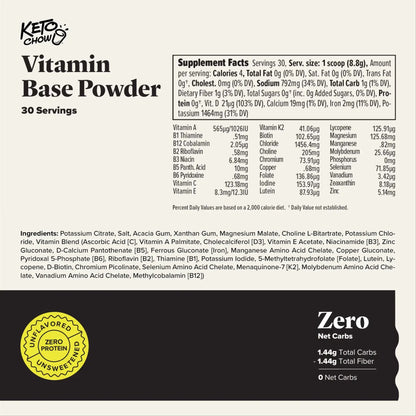 Keto Chow Vitamin Base Powder Tub - 30 Servings