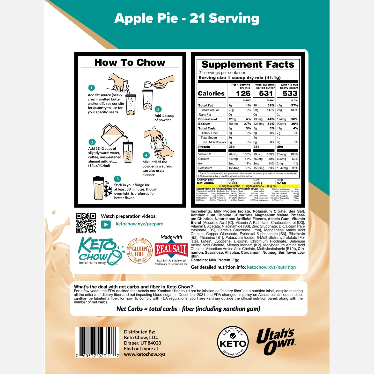 Keto Chow Apple Pie - Ultra Low Carb Meal Shakes