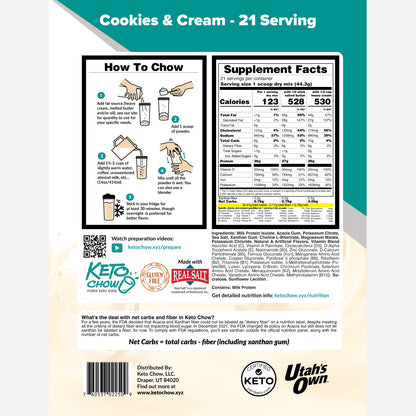 Keto Chow Cookies and Cream - Ultra Low Carb Meal Shakes