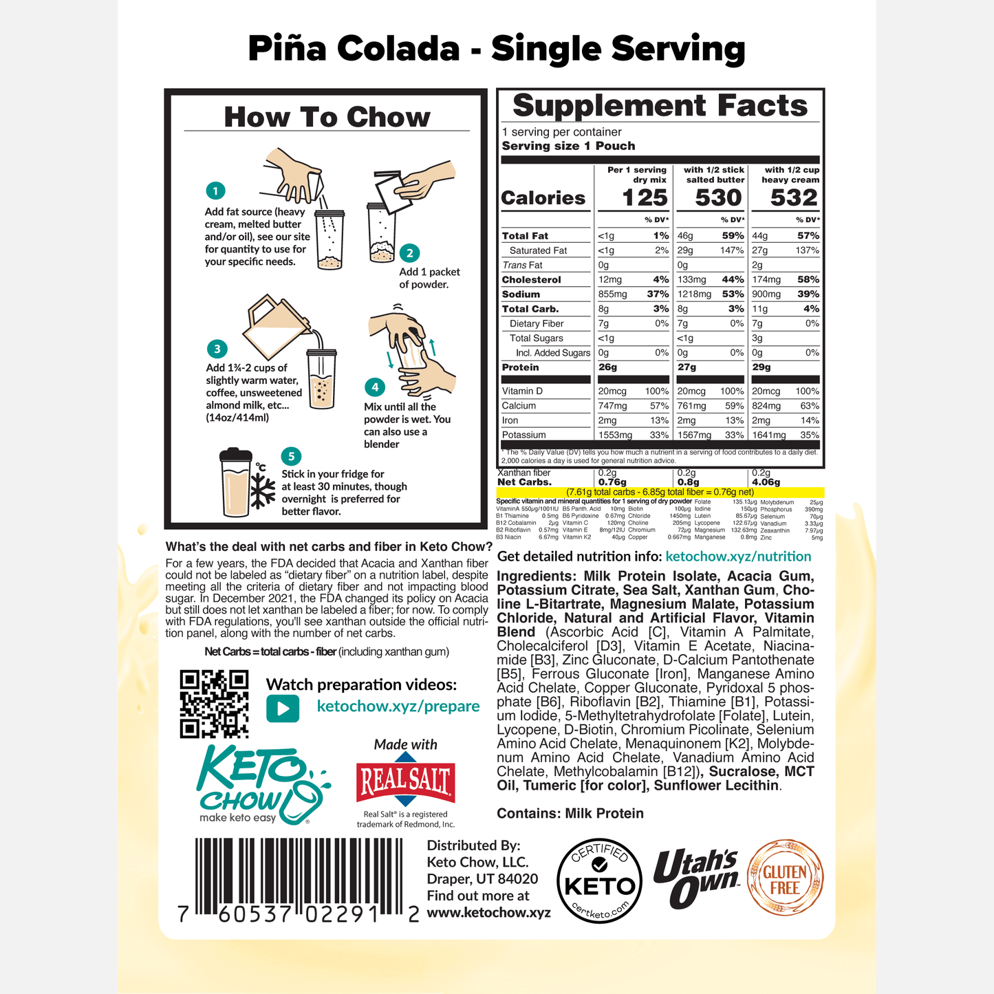 Keto Chow Pina Colada - Ultra Low Carb Meal Shakes
